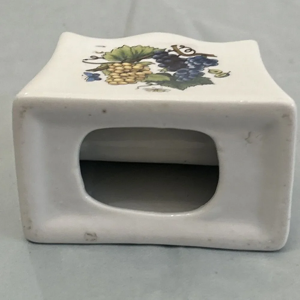 Vintage Grape Vines Grapes Napkin Holder Ceramic Mid Century